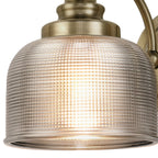 Regent Lourdes 2 Light Switched Double Wall Light 340mm - Antique Brass / Smoke