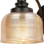 Regent Lourdes 2 Light Switched Double Wall Light 340mm - Satin Black / Amber