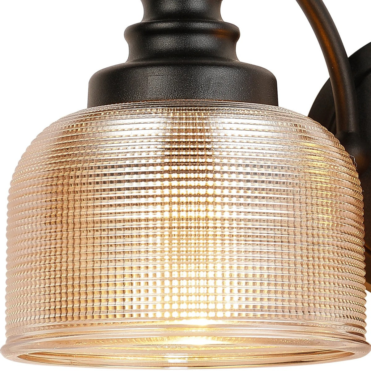 Regent Lourdes 2 Light Switched Double Wall Light 340mm - Satin Black / Amber