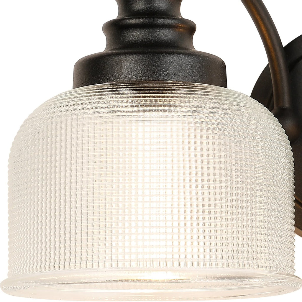 Regent Lourdes 2 Light Switched Double Wall Light 340mm - Satin Black / Clear