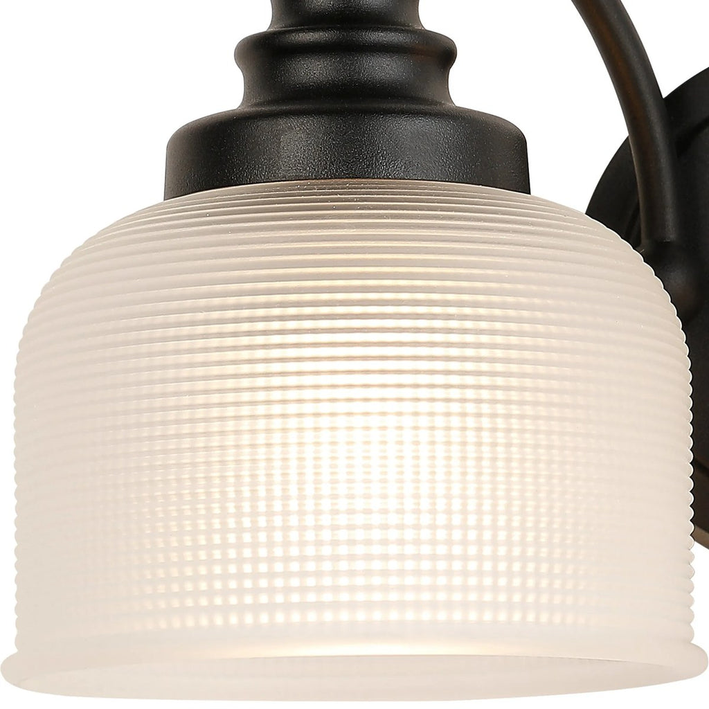 Regent Lourdes 2 Light Switched Double Wall Light 340mm - Satin Black / Frosted
