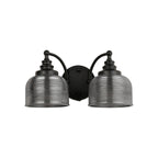 Regent Lourdes 2 Light Switched Double Wall Light 340mm - Satin Black / Smoke