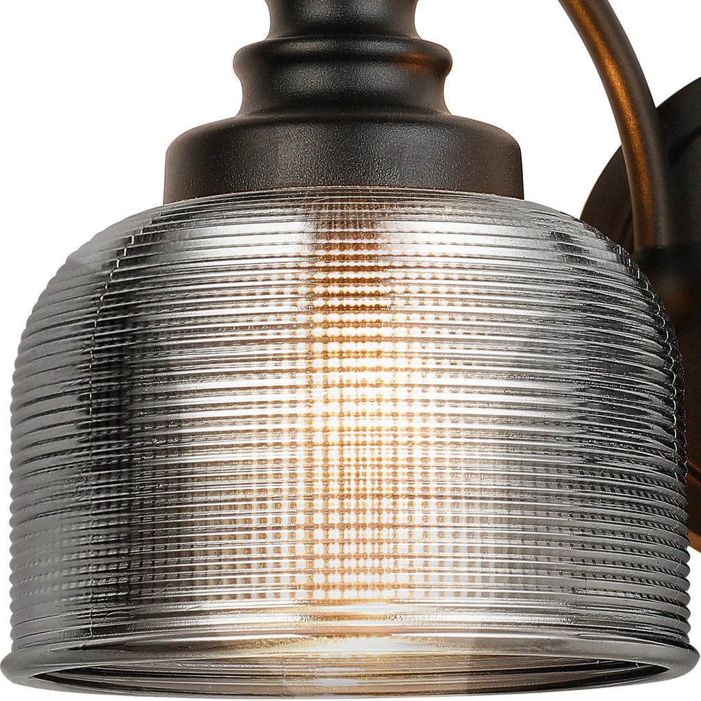 Regent Lourdes 2 Light Switched Double Wall Light 340mm - Satin Black / Smoke