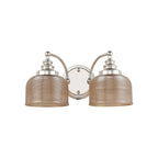 Regent Lourdes 2 Light Switched Double Wall Light 340mm - Polished Nickel / Amber