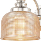 Regent Lourdes 2 Light Switched Double Wall Light 340mm - Polished Nickel / Amber