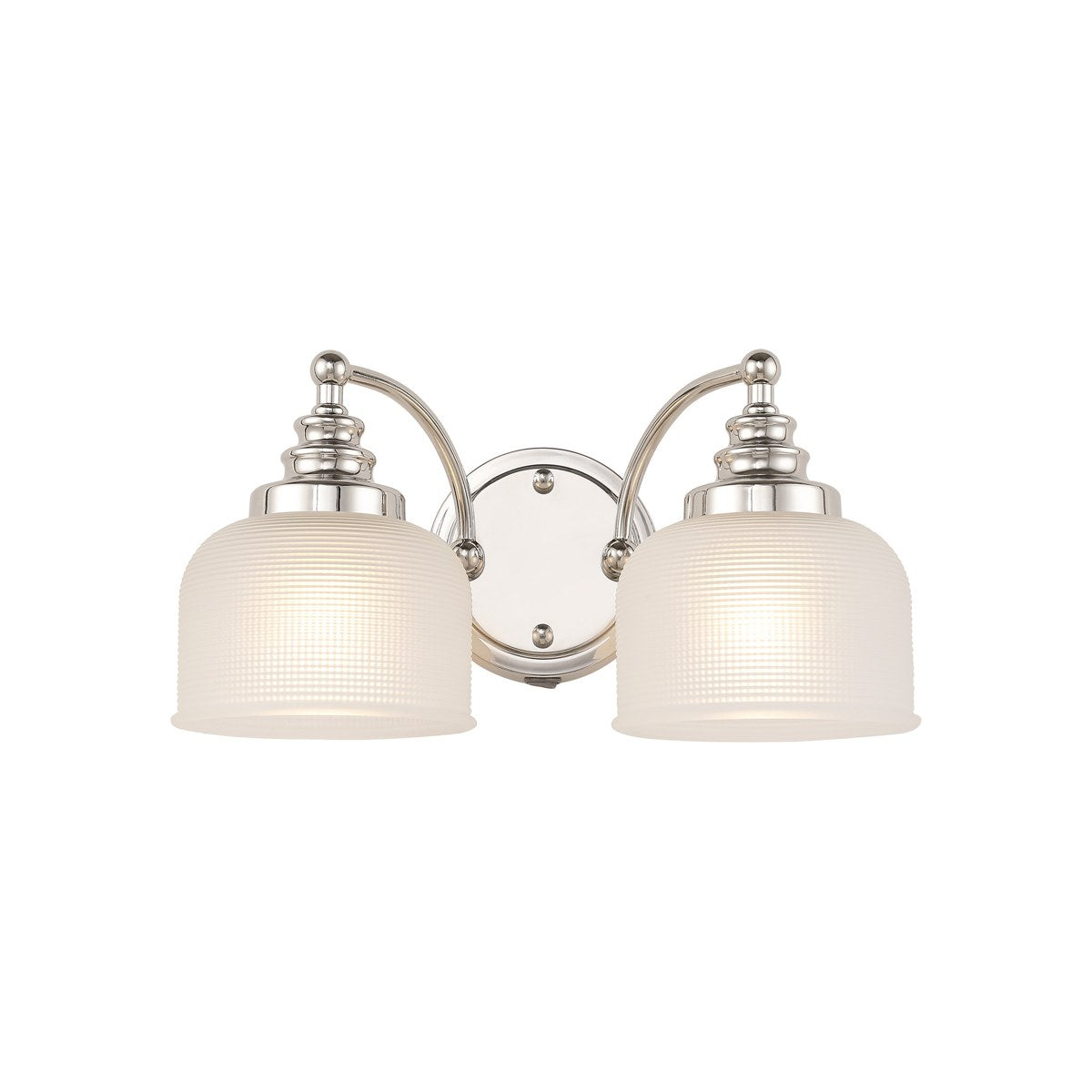 Regent Lourdes 2 Light Switched Double Wall Light 340mm - Polished Nickel / Frosted