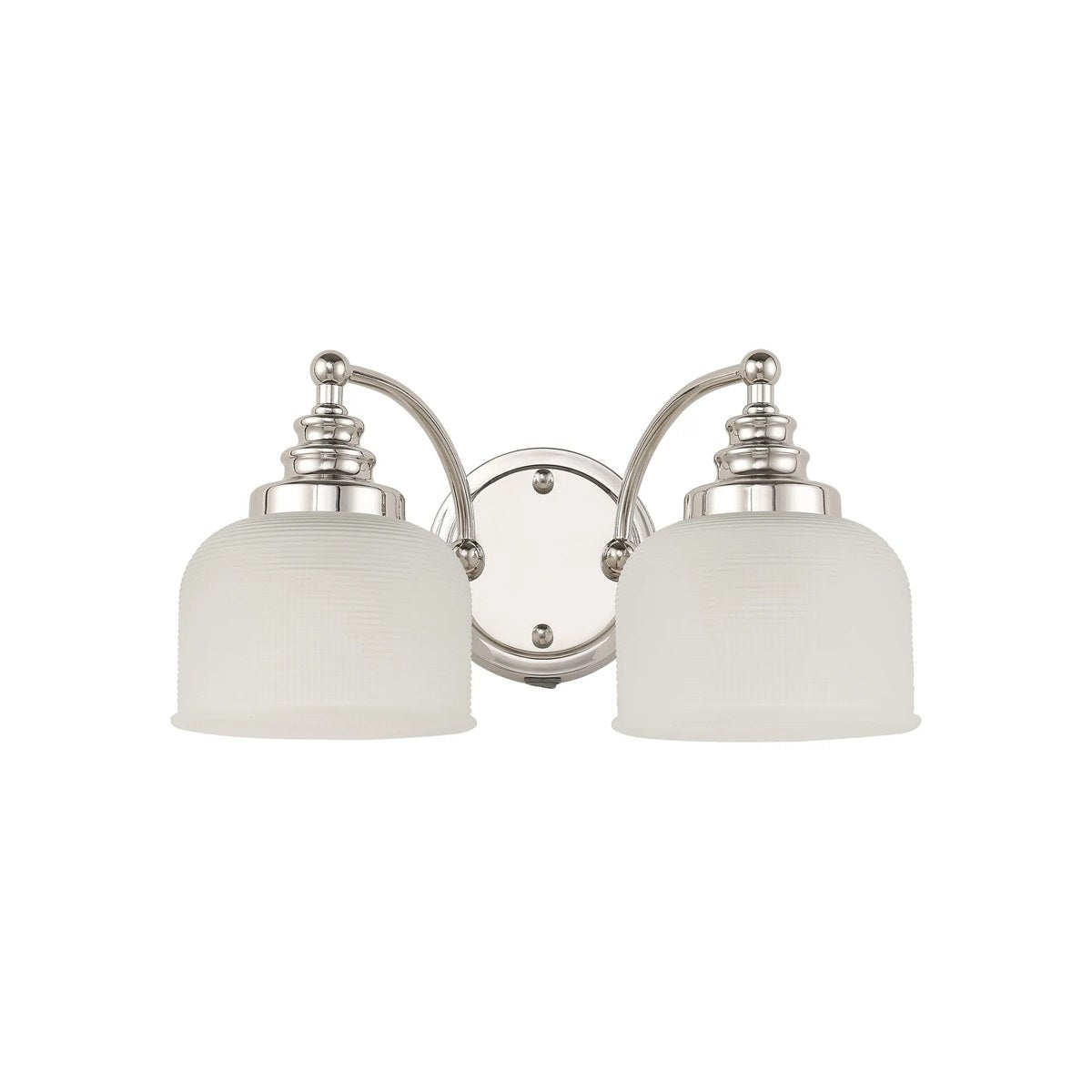 Regent Lourdes 2 Light Switched Double Wall Light 340mm - Polished Nickel / Frosted