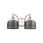 Regent Lourdes 2 Light Switched Double Wall Light 340mm - Polished Nickel / Smoke
