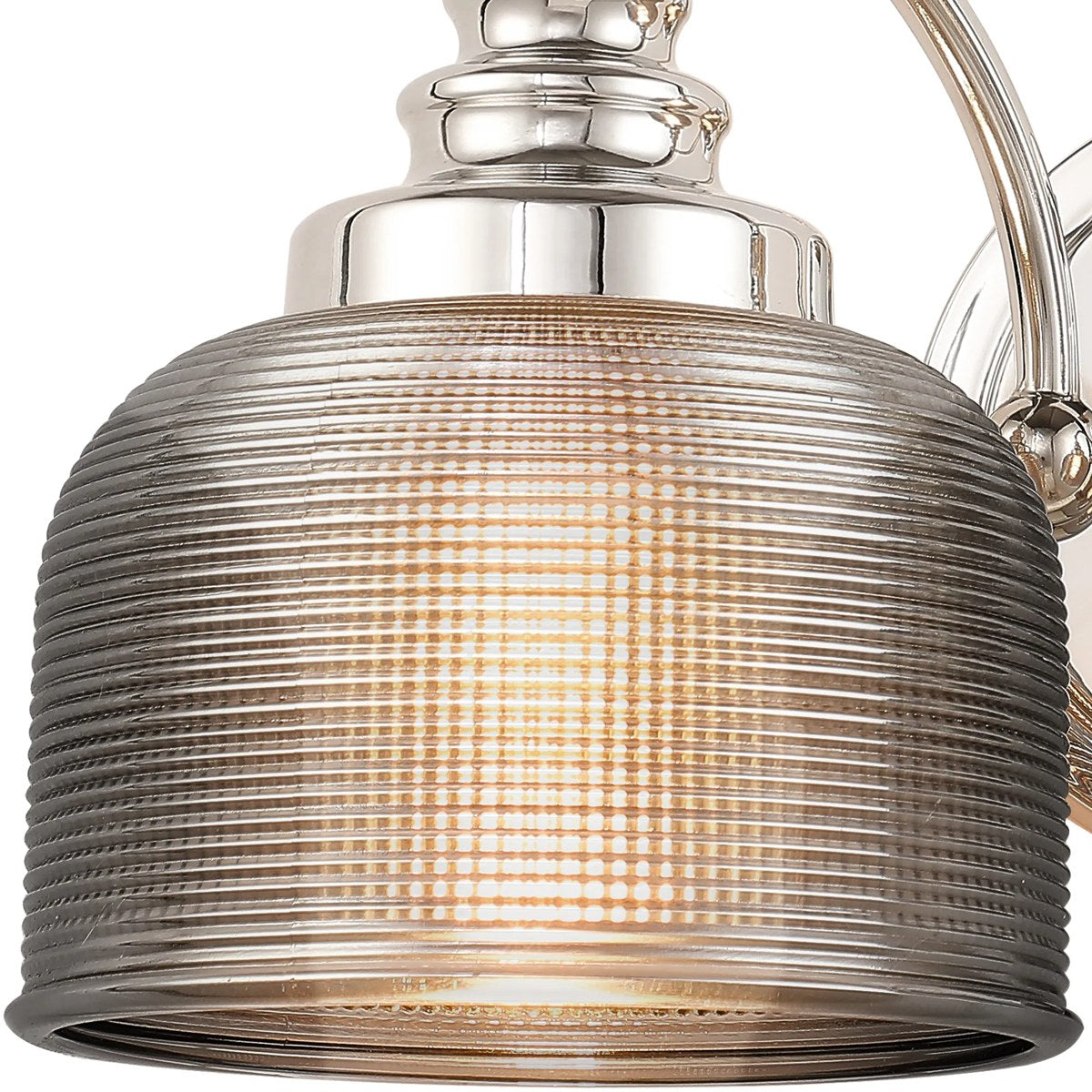 Regent Lourdes 2 Light Switched Double Wall Light 340mm - Polished Nickel / Smoke