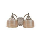 Regent Lourdes 2 Light Switched Double Wall Light 340mm - Satin Nickel / Amber