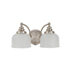 Regent Lourdes 2 Light Switched Double Wall Light 340mm - Satin Nickel / Clear