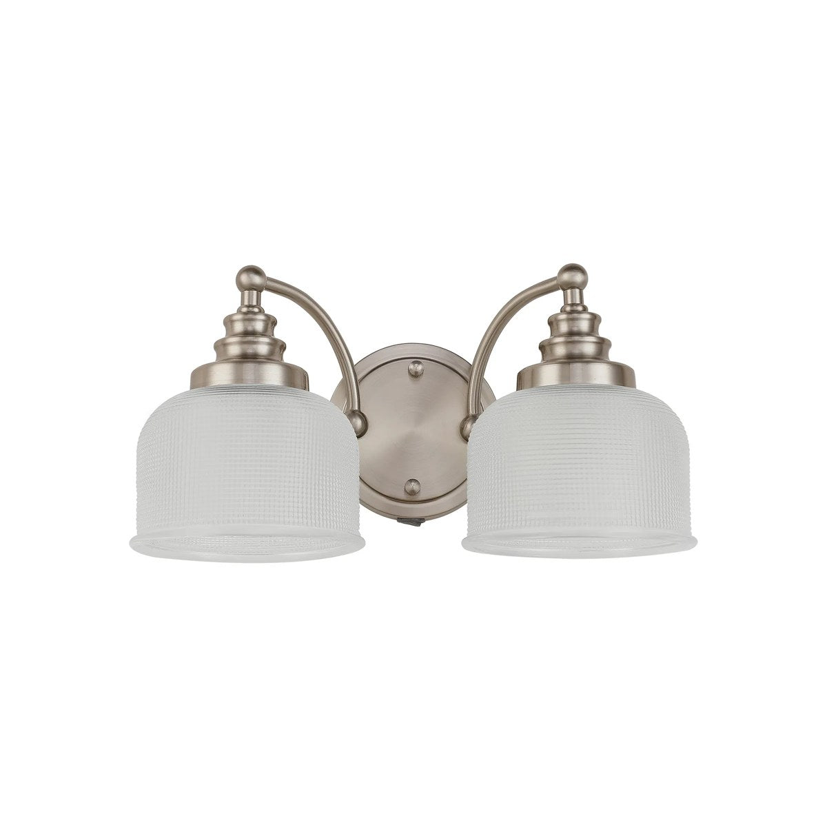 Regent Lourdes 2 Light Switched Double Wall Light 340mm - Satin Nickel / Clear