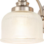 Regent Lourdes 2 Light Switched Double Wall Light 340mm - Satin Nickel / Clear