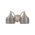 Regent Lourdes 2 Light Switched Double Wall Light 340mm - Satin Nickel / Smoke