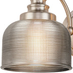 Regent Lourdes 2 Light Switched Double Wall Light 340mm - Satin Nickel / Smoke