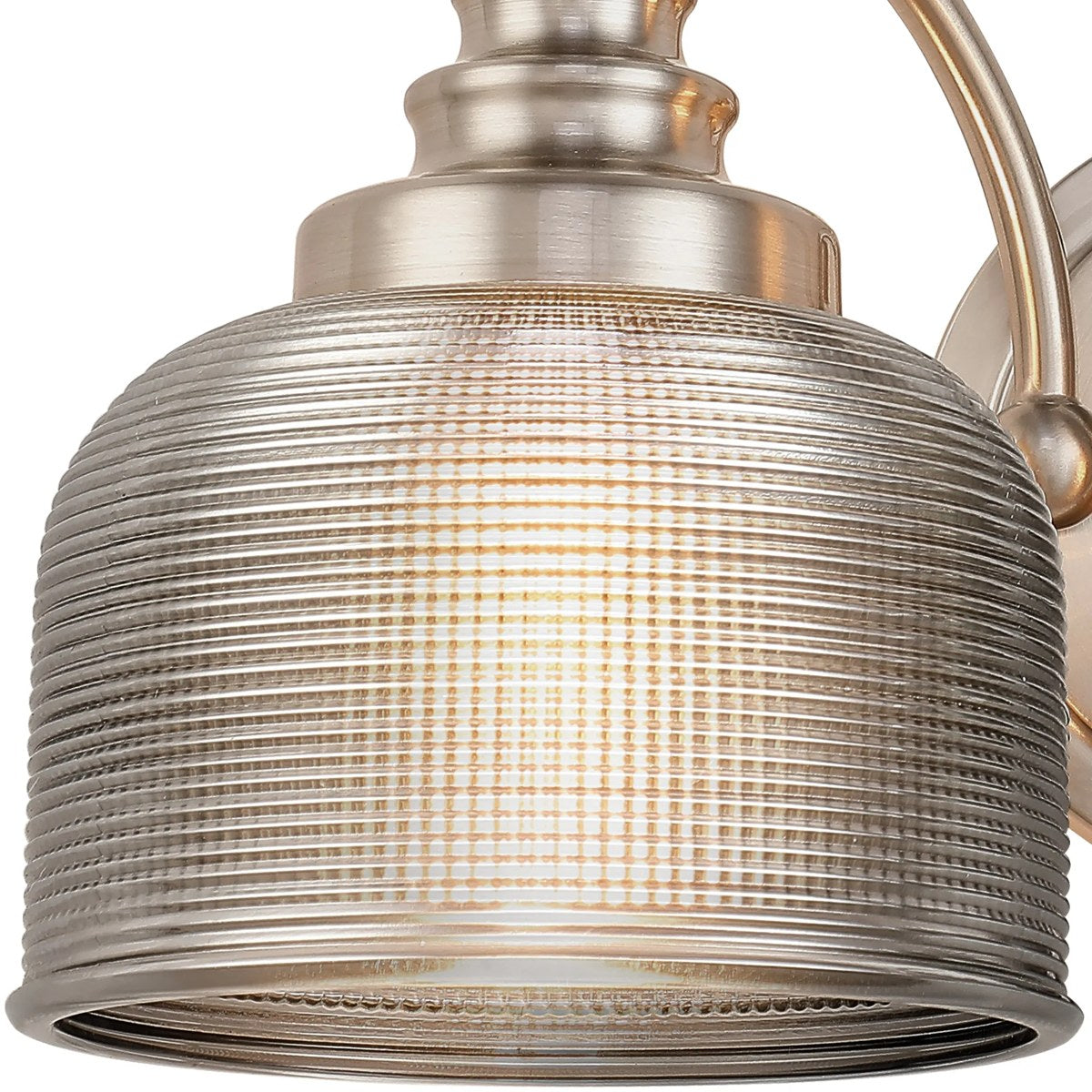 Regent Lourdes 2 Light Switched Double Wall Light 340mm - Satin Nickel / Smoke