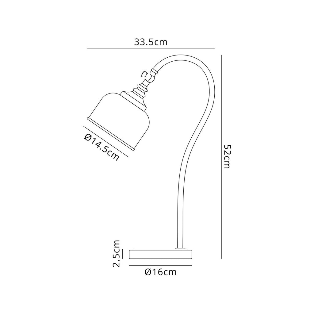 Regent Lourdes 520mm Table Lamp - dimensions