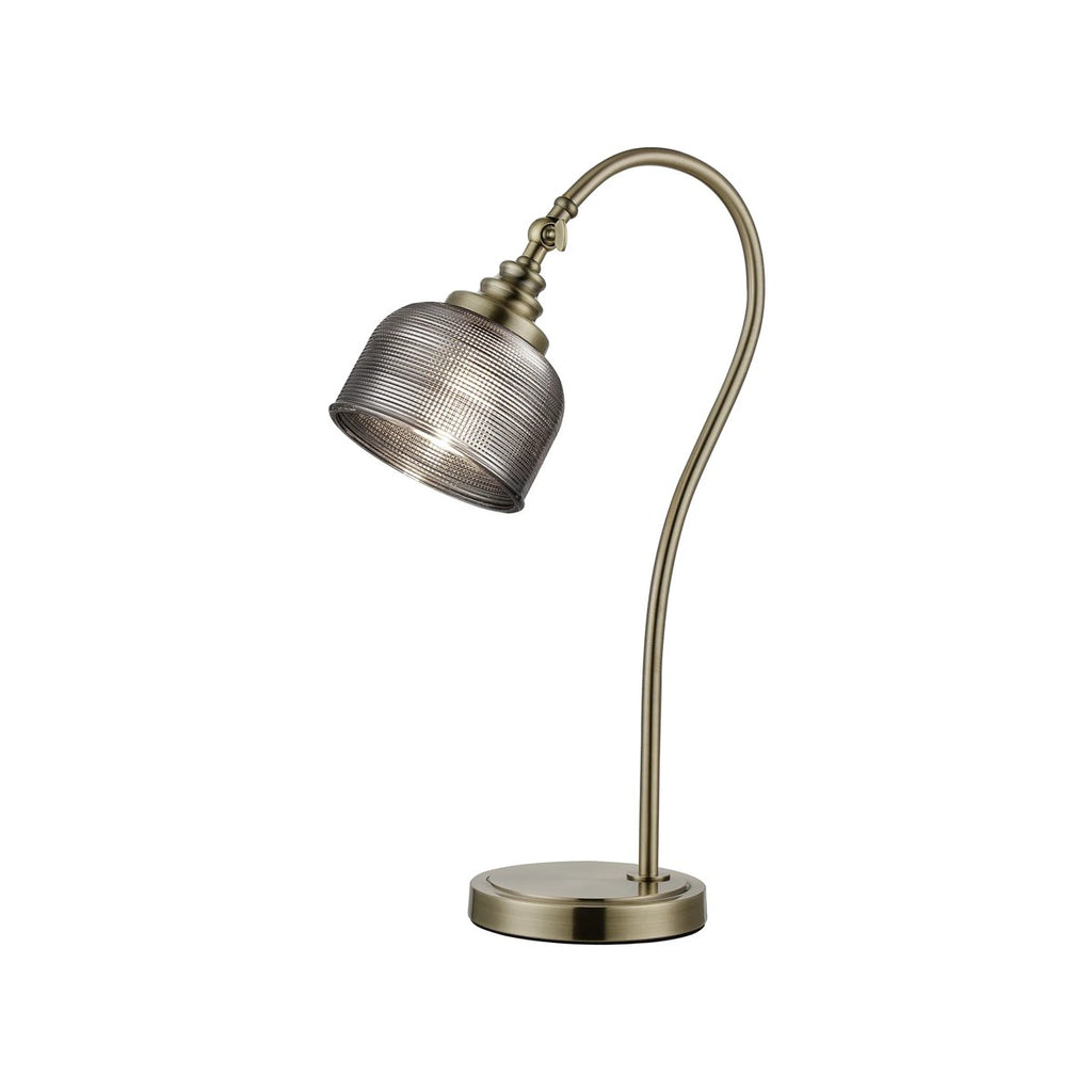 Regent Lourdes 520mm Table Lamp - Antique Brass / Smoke