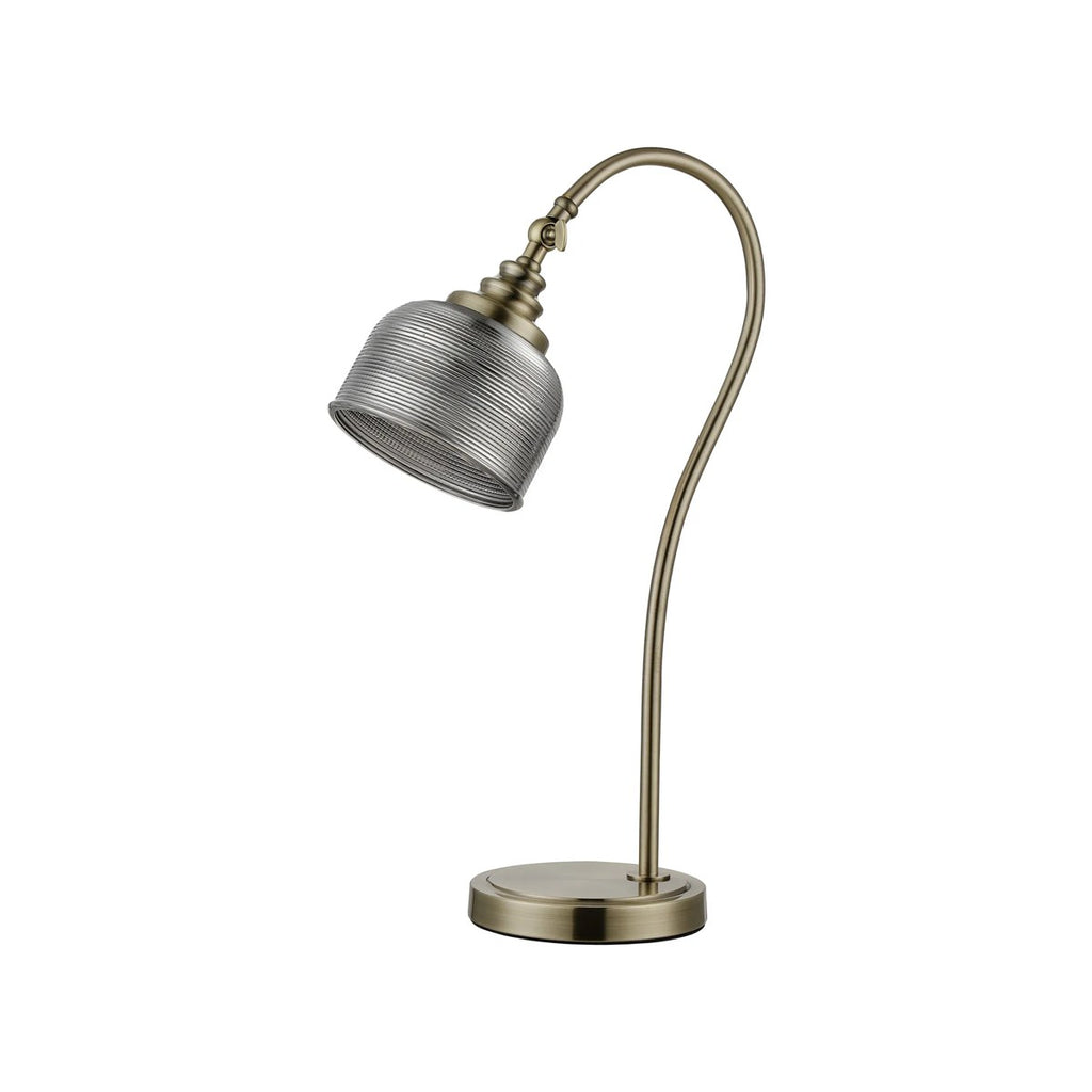 Regent Lourdes 520mm Table Lamp - Antique Brass / Smoke