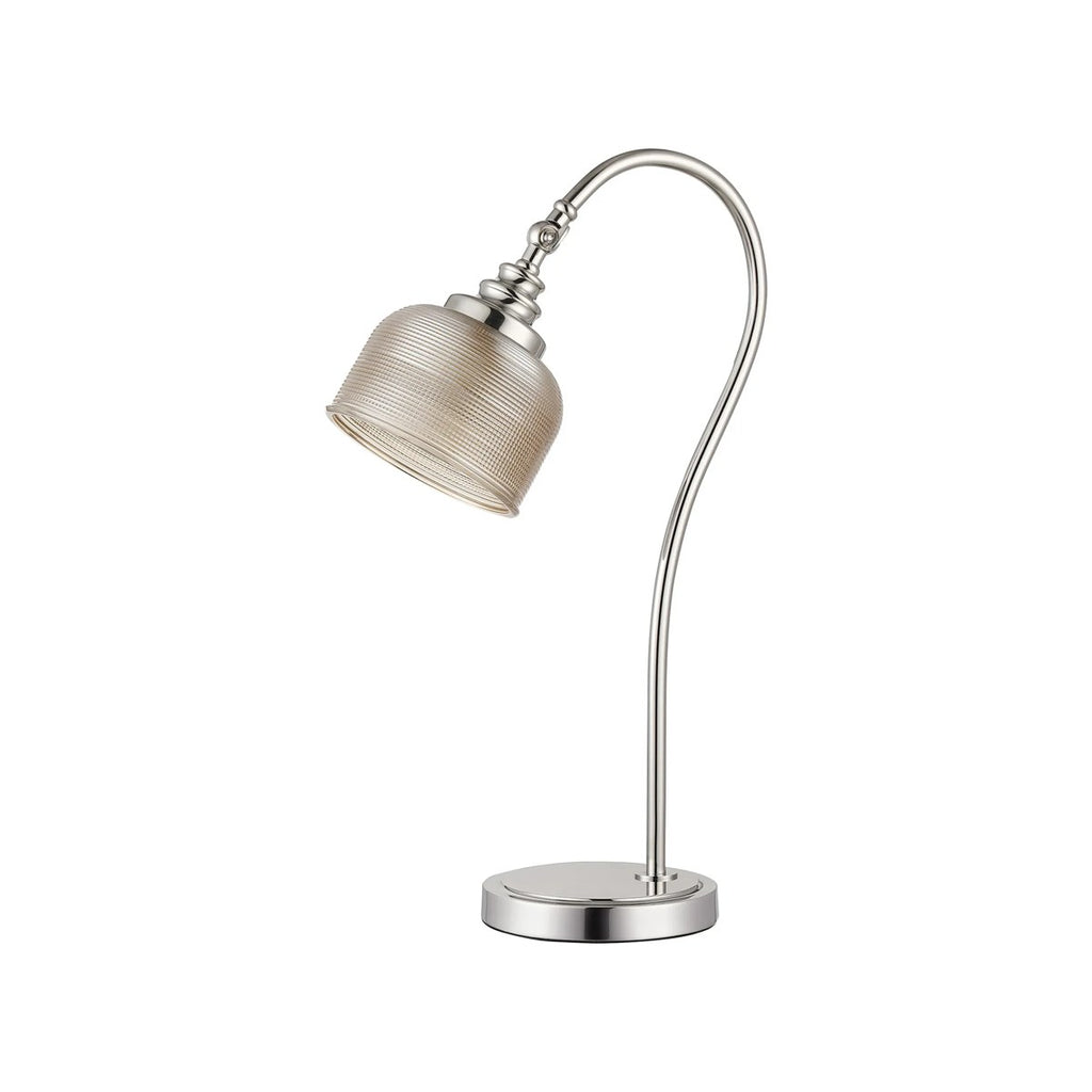 Regent Lourdes 520mm Table Lamp - Polished Nickel / Amber
