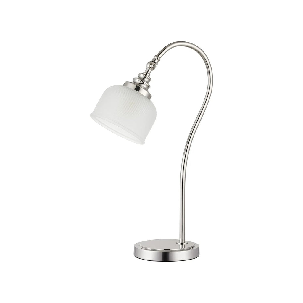 Regent Lourdes 520mm Table Lamp - Polished Nickel / Frosted
