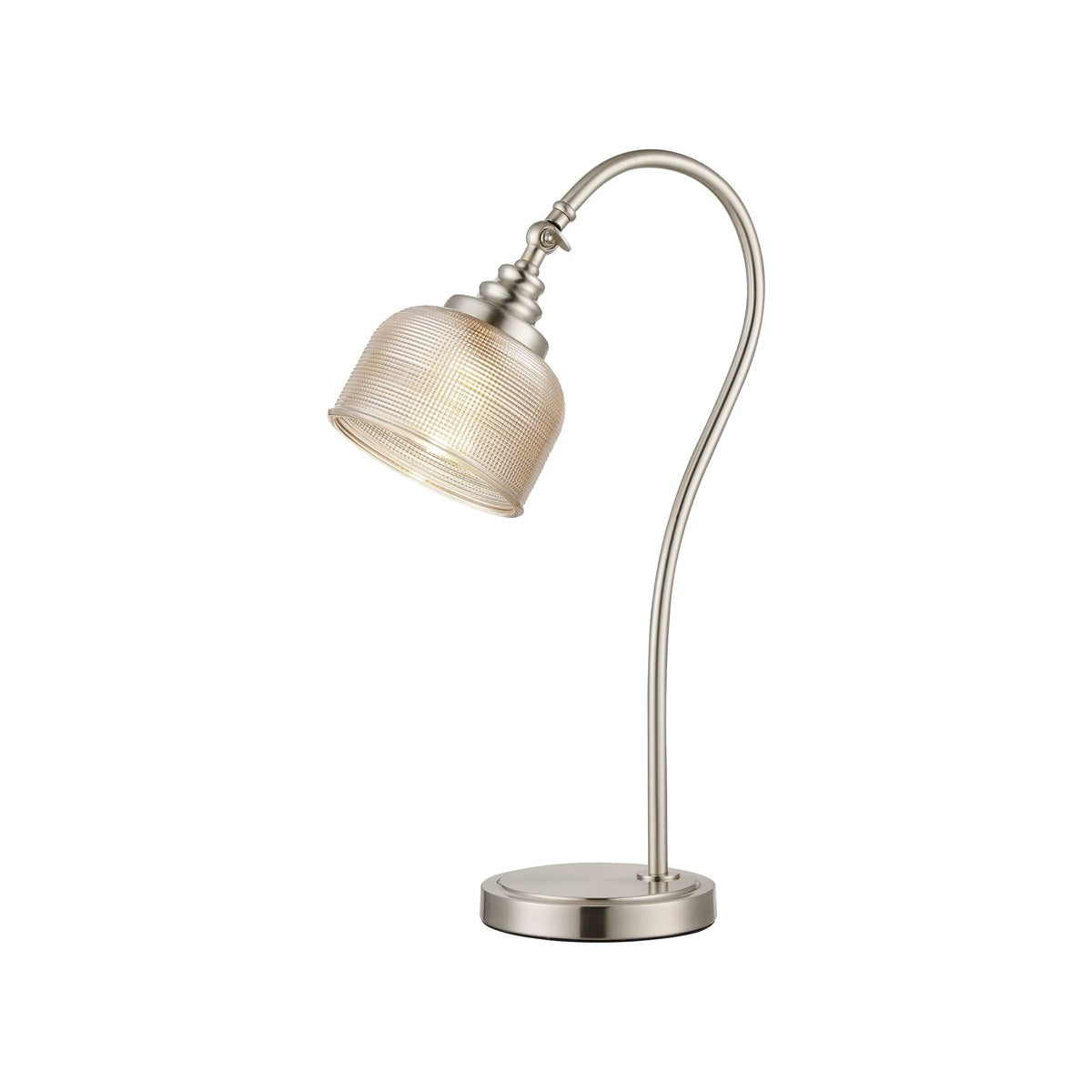 Regent Lourdes 520mm Table Lamp - Satin Nickel / Amber