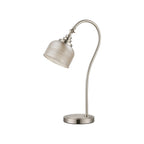 Regent Lourdes 520mm Table Lamp - Satin Nickel / Amber