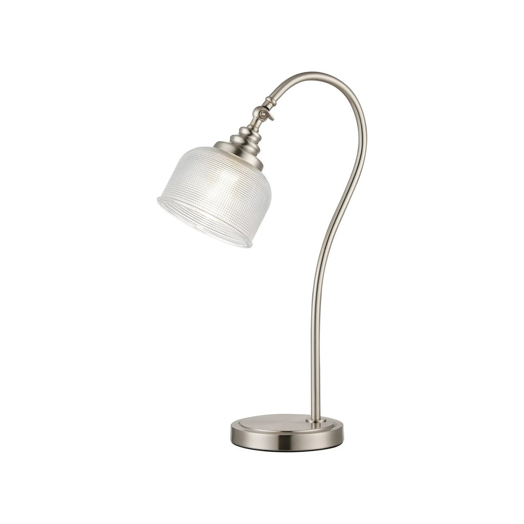 Regent Lourdes 520mm Table Lamp - Satin Nickel / Clear
