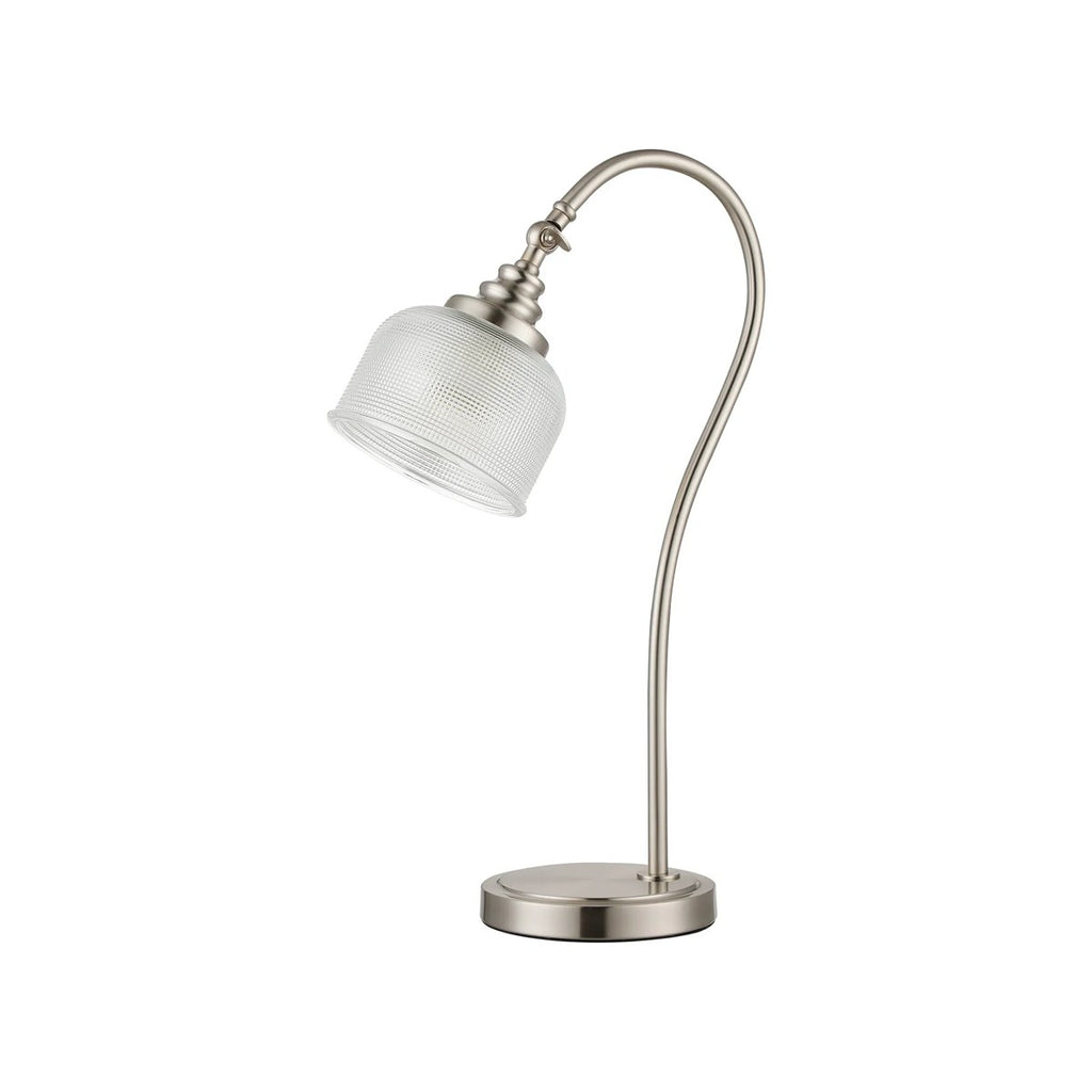 Regent Lourdes 520mm Table Lamp - Satin Nickel / Clear
