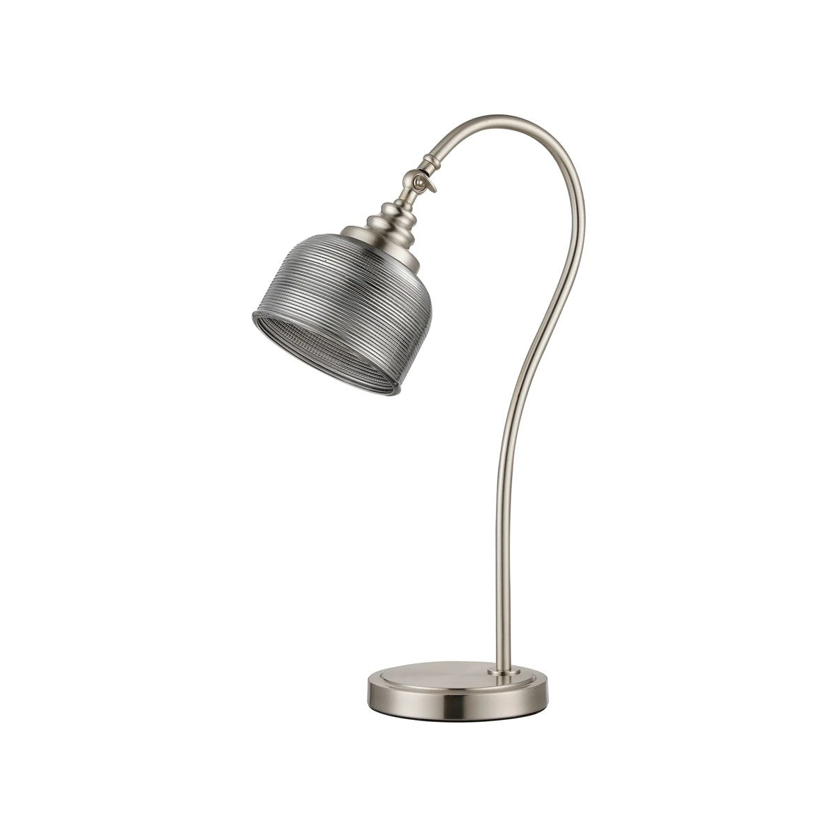 Regent Lourdes 520mm Table Lamp - Satin Nickel / Smoke
