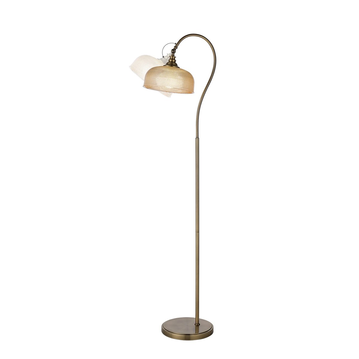 Regent Lourdes Floor Lamp 1575mm High - Antique Brass / Amber