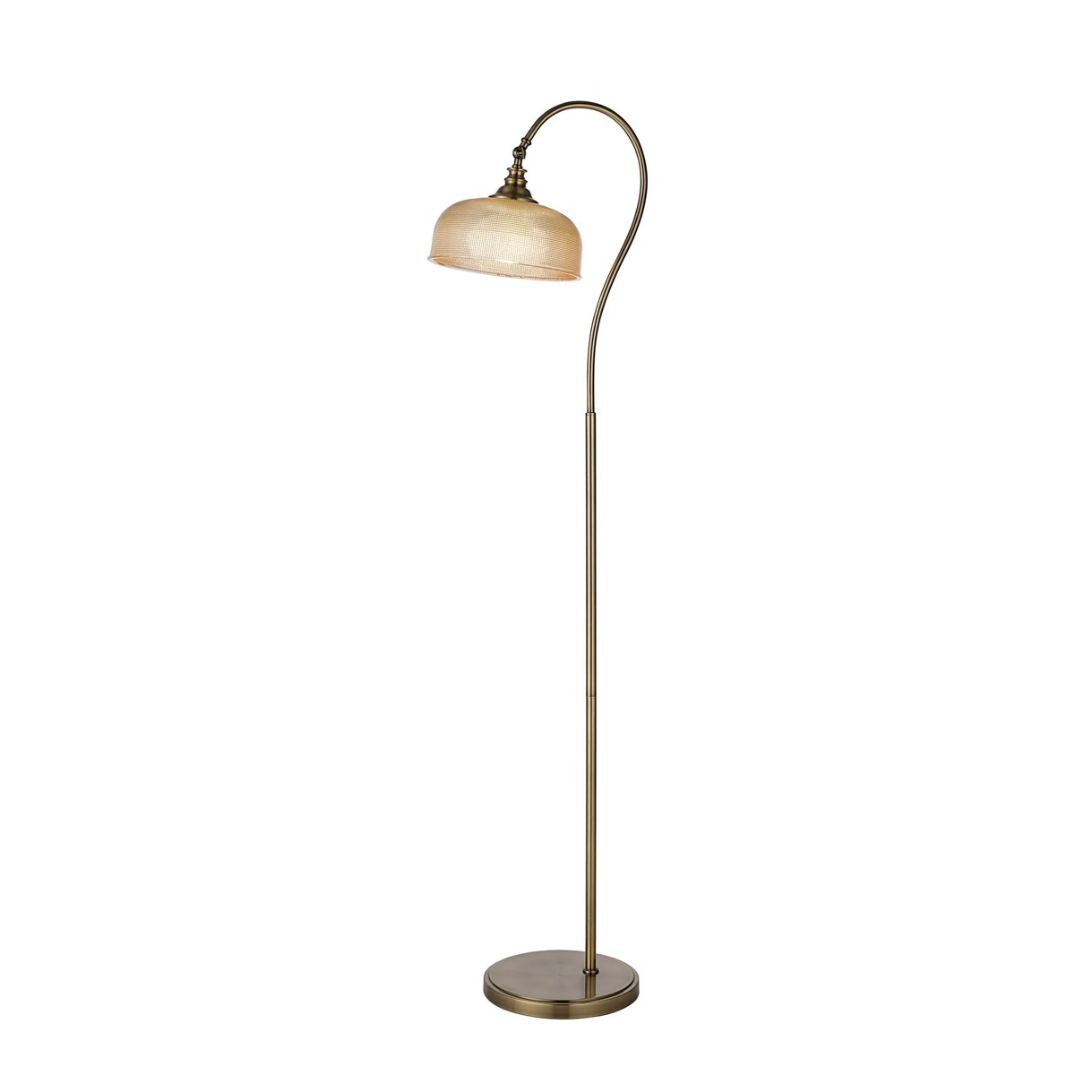 Regent Lourdes Floor Lamp 1575mm High - Antique Brass / Amber