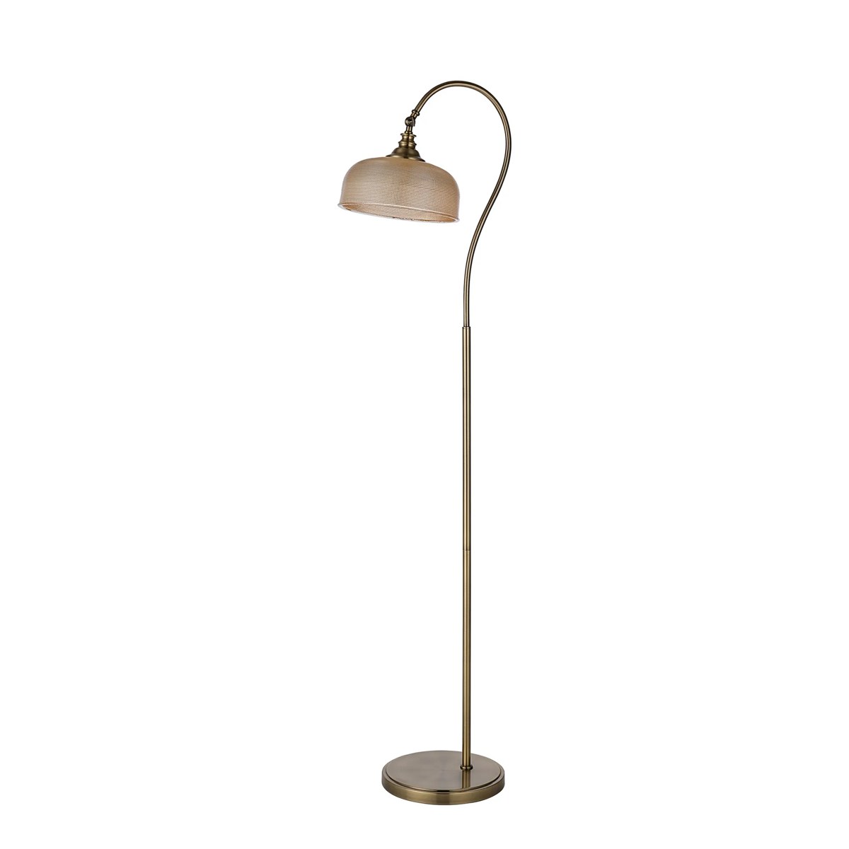 Regent Lourdes Floor Lamp 1575mm High - Antique Brass / Amber