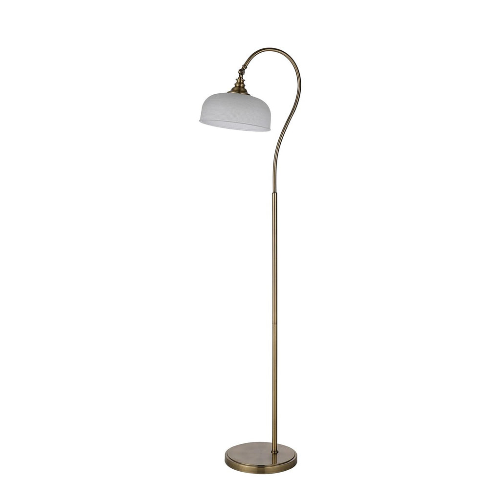 Regent Lourdes Floor Lamp 1575mm High - Antique Brass / Frosted
