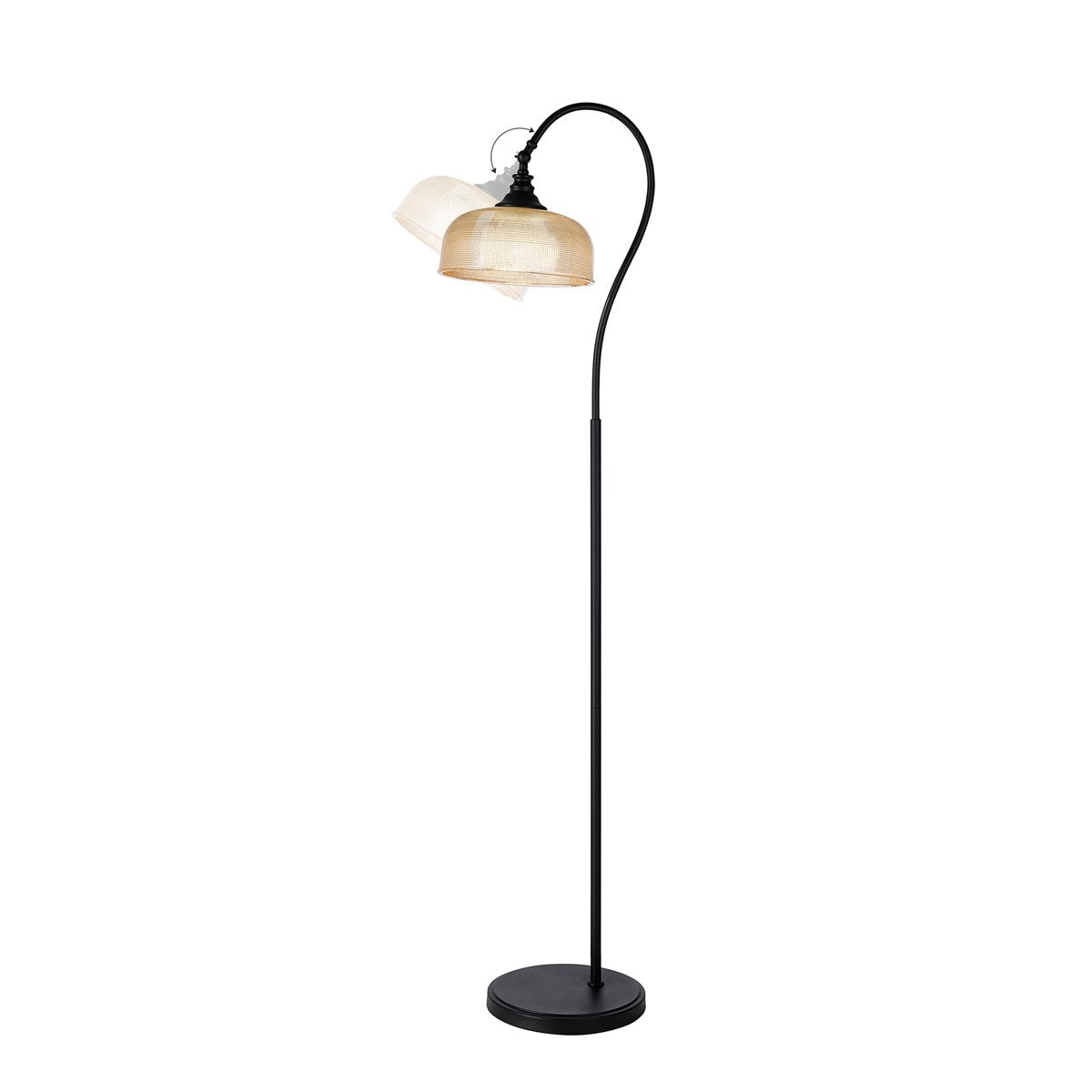 Regent Lourdes Floor Lamp 1575mm High - Satin Black / Amber