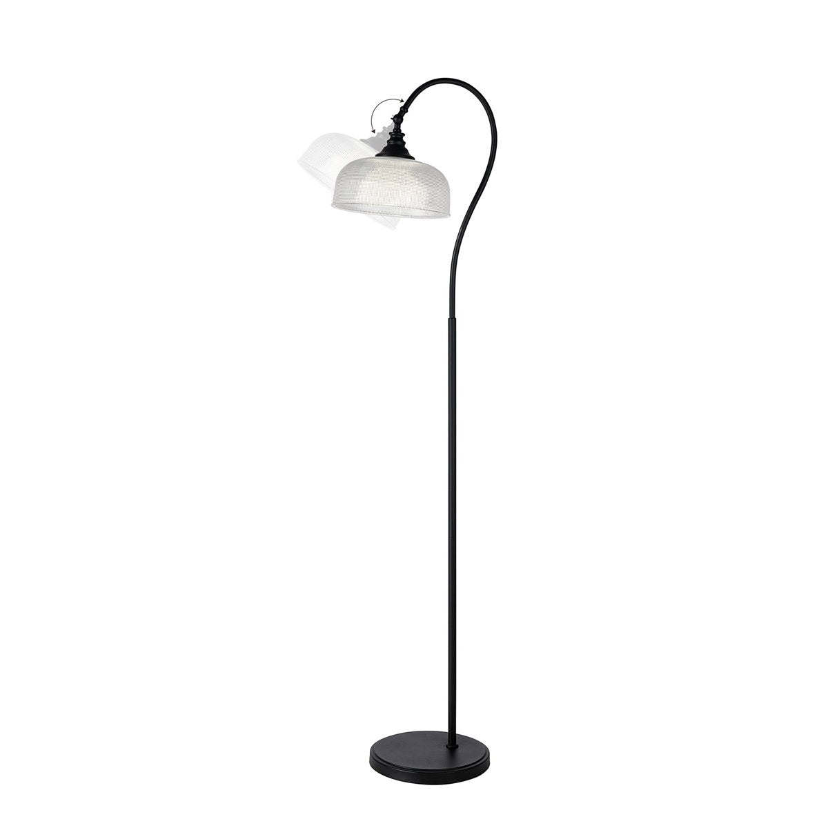 Regent Lourdes Floor Lamp 1575mm High - Satin Black / Clear
