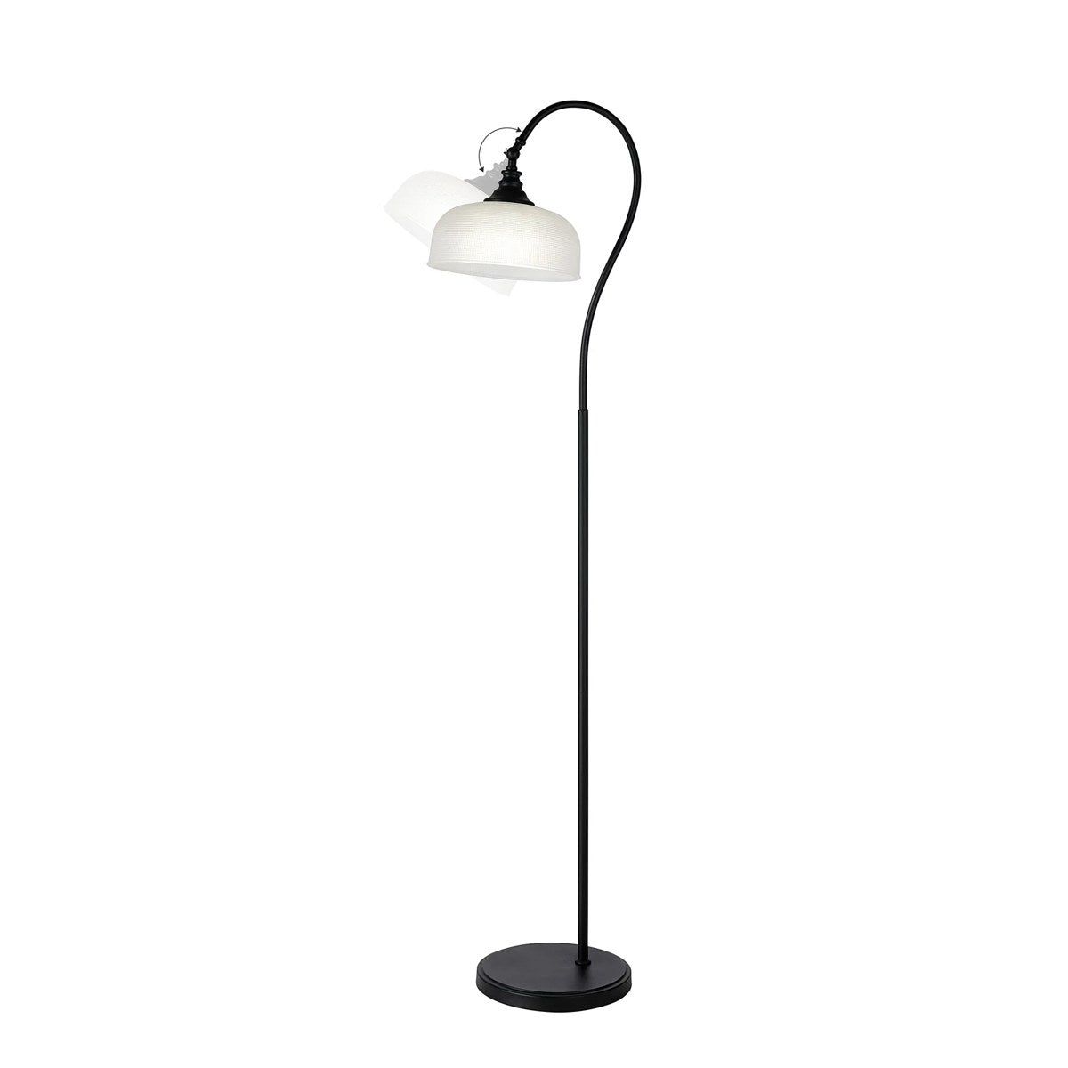 Regent Lourdes Floor Lamp 1575mm High - Satin Black / Frosted