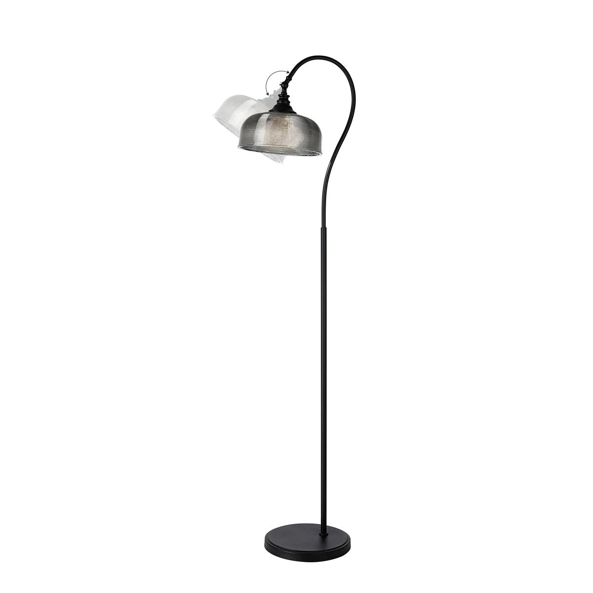 Regent Lourdes Floor Lamp 1575mm High - Satin Black / Smoke