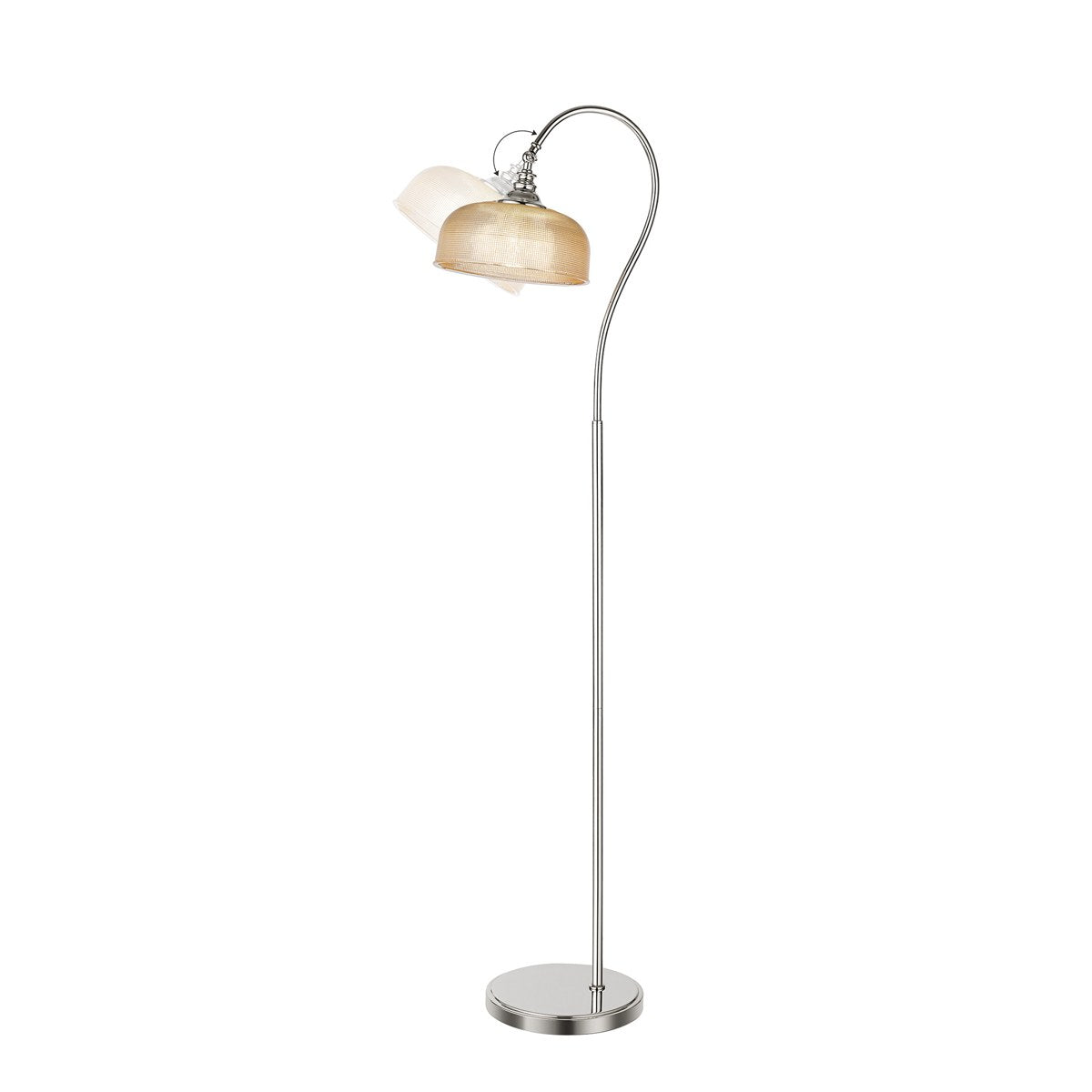Regent Lourdes Floor Lamp 1575mm High - Polished Nickel / Amber