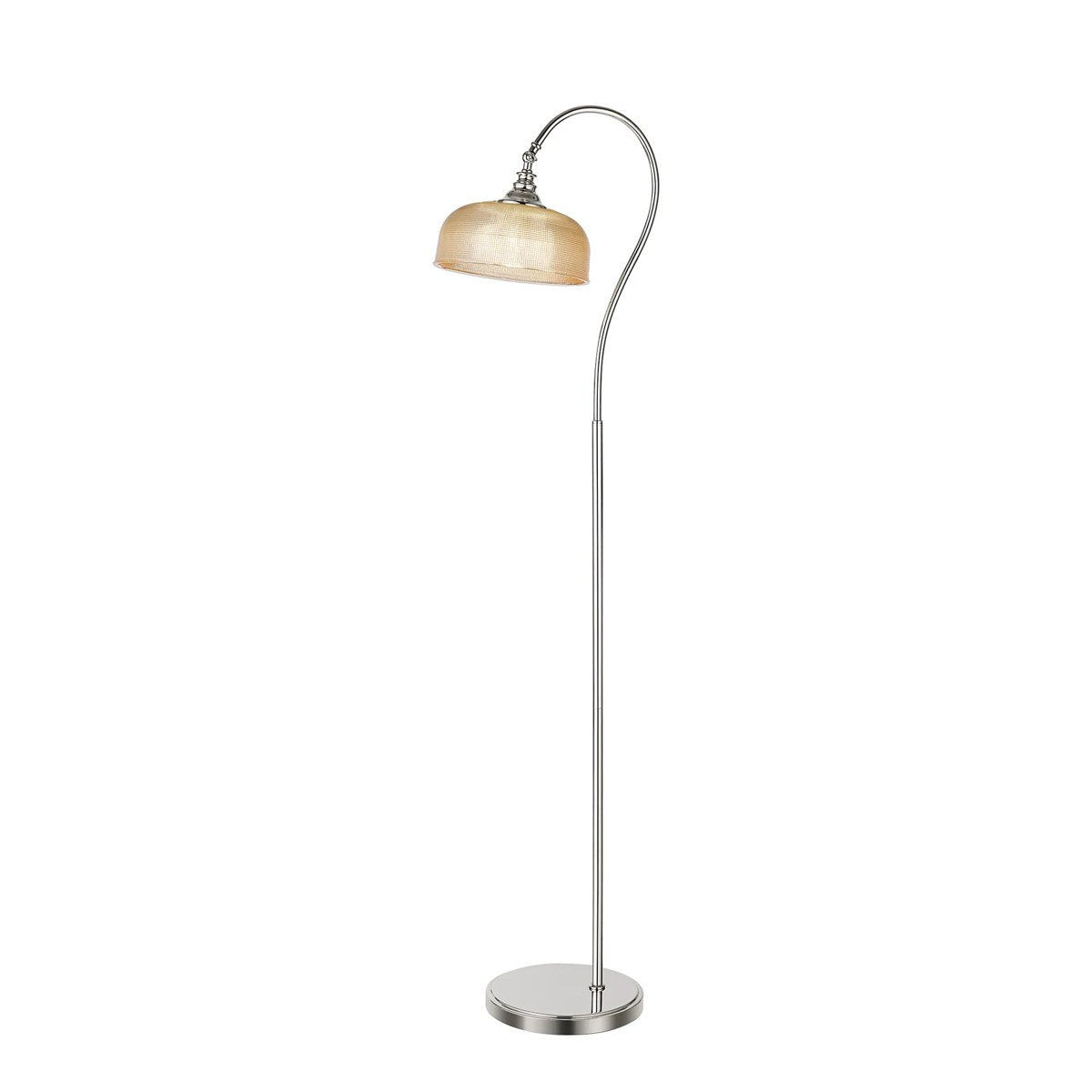 Regent Lourdes Floor Lamp 1575mm High - Polished Nickel / Amber