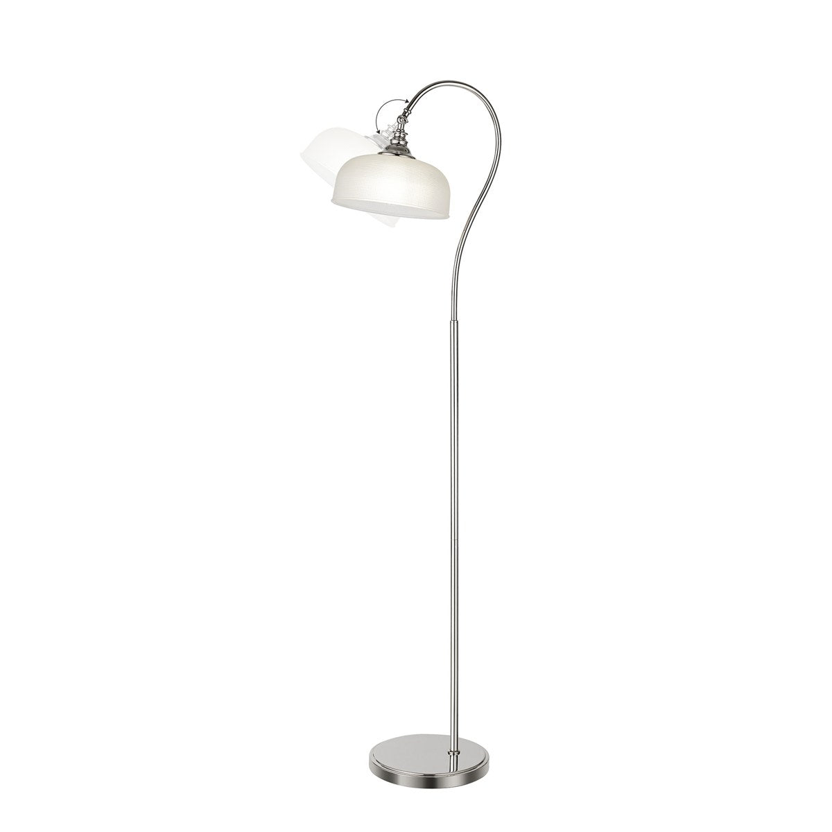 Regent Lourdes Floor Lamp 1575mm High - Polished Nickel / Frosted