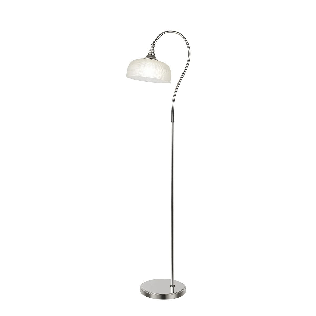 Regent Lourdes Floor Lamp 1575mm High - Polished Nickel / Frosted