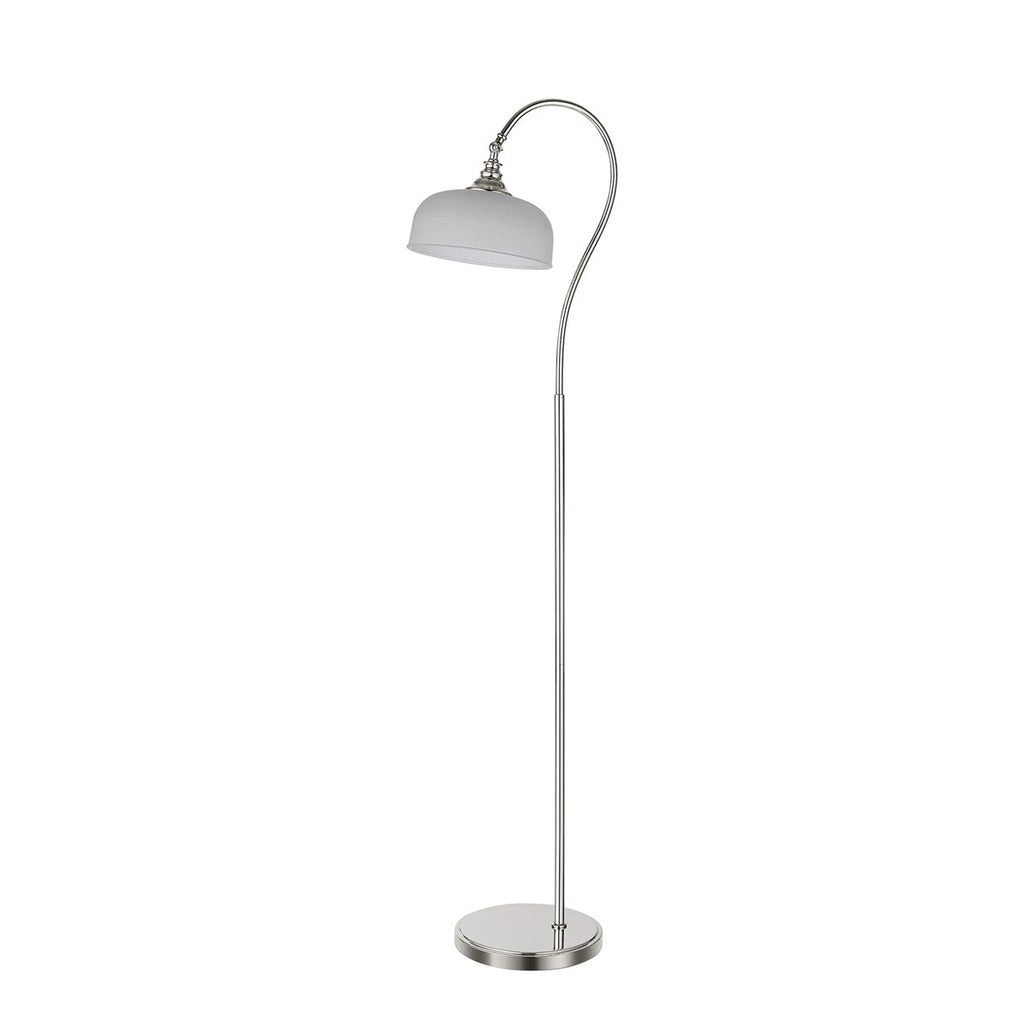 Regent Lourdes Floor Lamp 1575mm High - Polished Nickel / Frosted