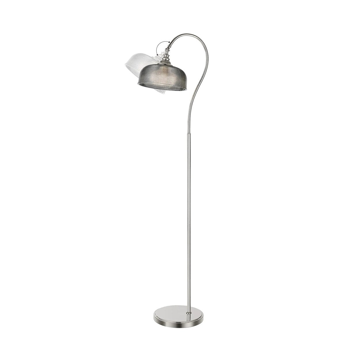 Regent Lourdes Floor Lamp 1575mm High - Polished Nickel / Smoke