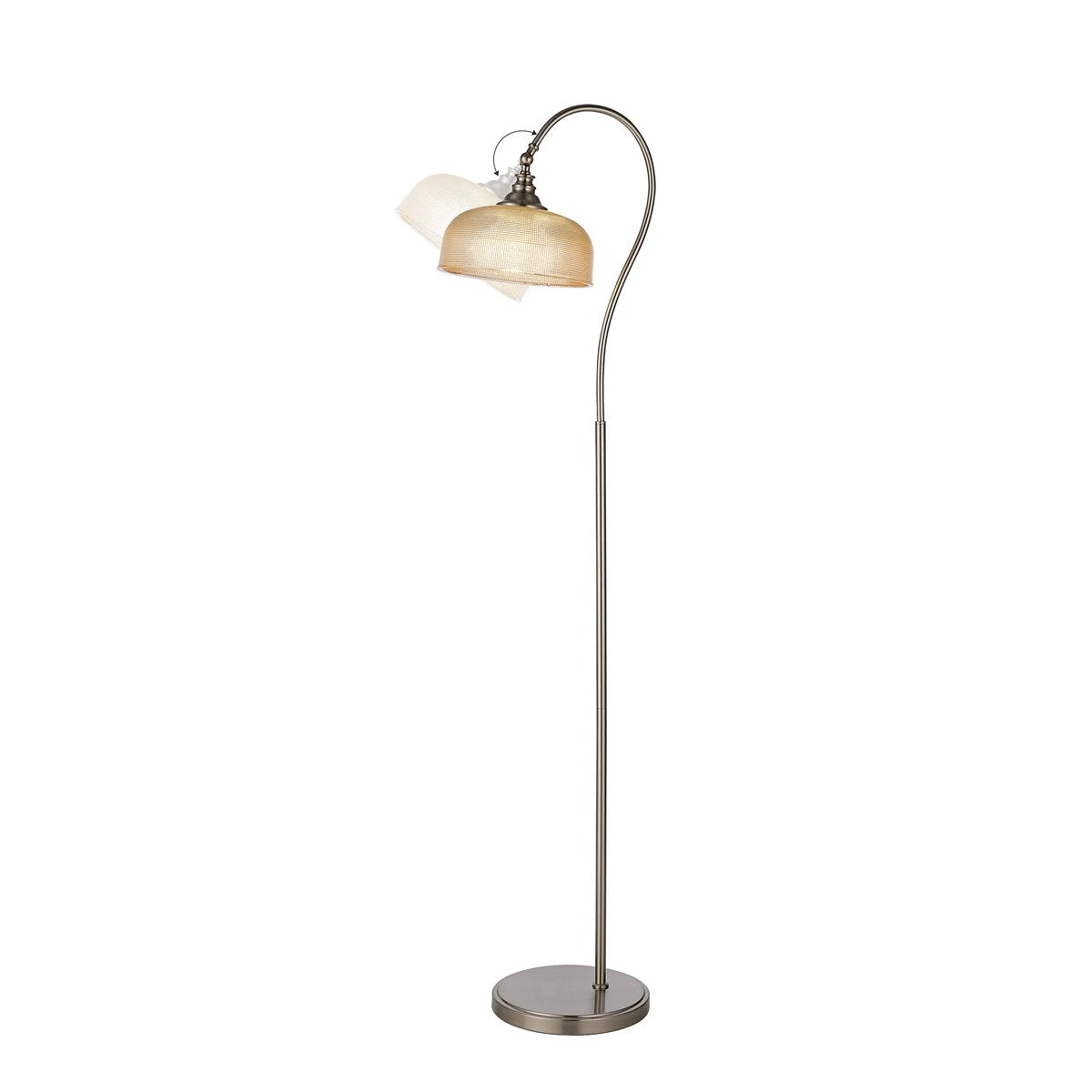 Regent Lourdes Floor Lamp 1575mm High - Satin Nickel / Amber