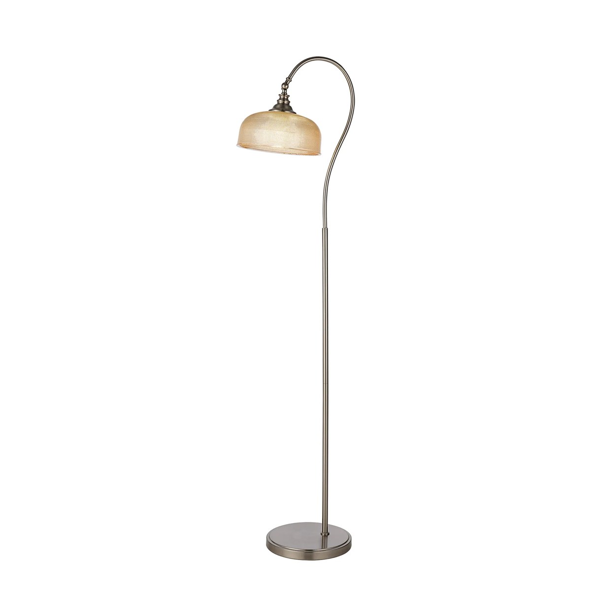 Regent Lourdes Floor Lamp 1575mm High - Satin Nickel / Amber