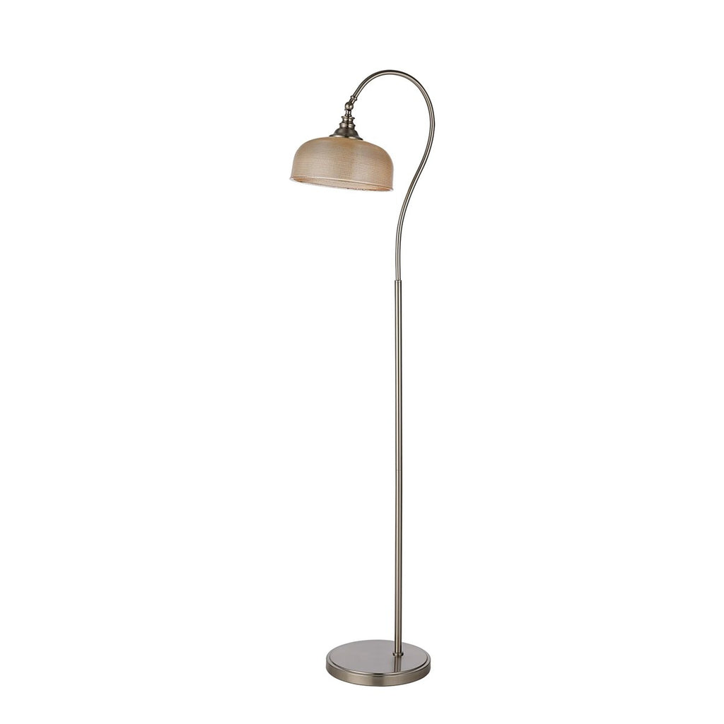 Regent Lourdes Floor Lamp 1575mm High - Satin Nickel / Amber