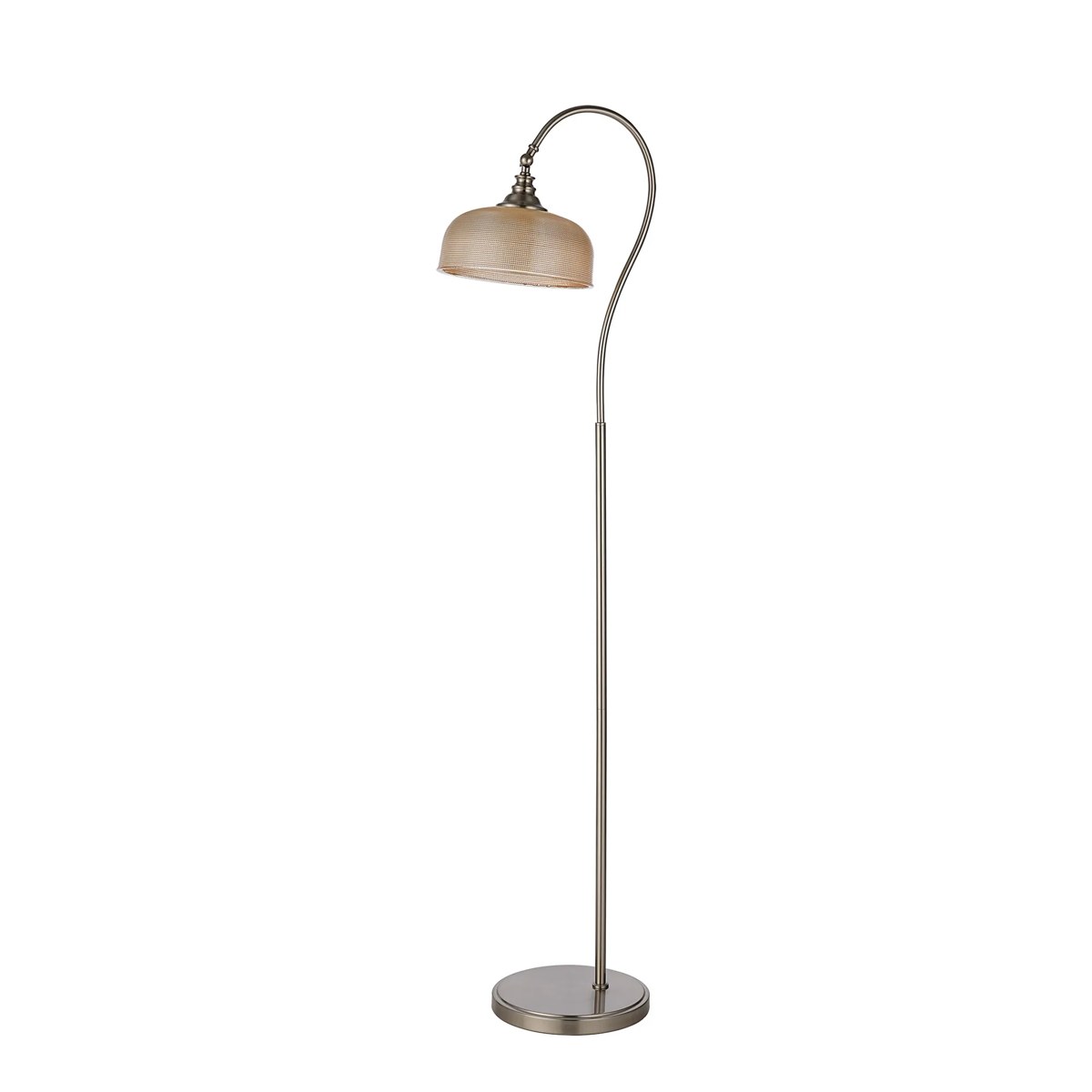 Regent Lourdes Floor Lamp 1575mm High - Satin Nickel / Amber