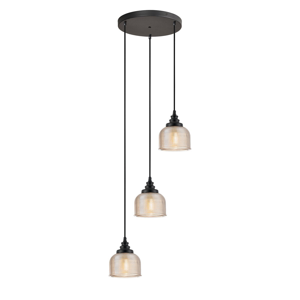 Regent Lourdes 3 Light 280mm Round Pendant Light - Amber
