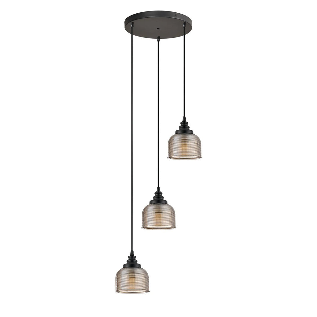 Regent Lourdes 3 Light 280mm Round Pendant Light - Amber